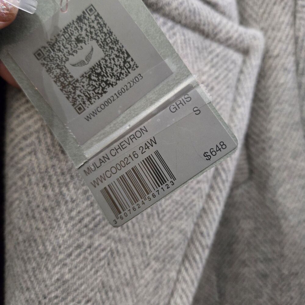 Zadig & Voltaire Mulan Double Breasted Grey Coat Size S New - Picture 12 of 16